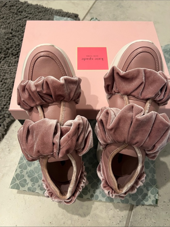 kate spade Shoes - NWT kate spade Cream and Blush Pink scrunchie sneaker in plush and leather